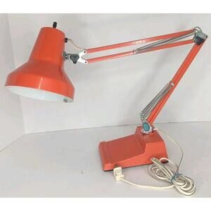 VTG Rare 26" Orange Underwriters Laboratories Desk Lamp Articulating Arm R0160